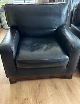 Italienisches Ledersofa und 2 Ledersessel in Voll-Leder schwarz, braun abgesetzt - Bad Lauterberg (Harz)