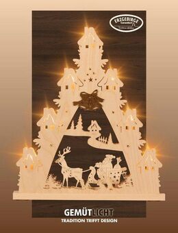 Weigla LED Schwibbogen Weihnachtsmann auf Schlitten, Lichterspitze aus Holz, Made in Germany (1-tlg), Erzgebirge garantiert, Weihnachtsdeko Innen, Weihnachtsbeleuchtung