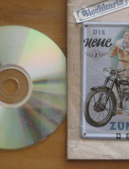 Vier kleine Blechschilder, bedruckt - Leverkusen