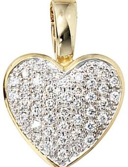 JOBO Herzanhänger Anhänger Herz, 585 Gold mit 42 Diamanten