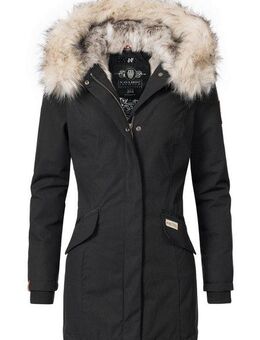 Navahoo Wintermantel Cristal stylischer Damen Winterparka mit Kunstfell-Kapuze