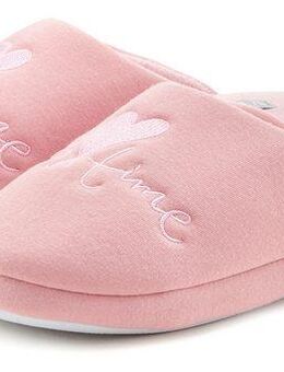 Vivance Pantolette, Pantoffel, Clog, Hausschuh mit verspieltem Schriftzug VEGAN