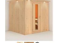 Karibu Sauna Sodin, BxTxH: 210 x 184 x 202 cm, 68 mm, (Set) 9 KW-Ofen mit integrierter Steuerung