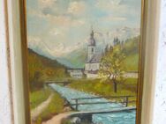 Ölgemälde Bild "Kirche in der Ramsau" gerahmt 47 x 37 cm - Amberg