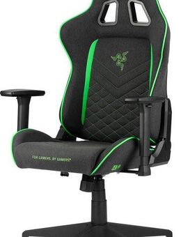 RAZER Gaming-Stuhl Tarok Pro X by Zen, atmungsaktiver Stoffbezug, 3D-Armlehnen, Lendenkissen und Kopfkissen, bis 130kg, Grau