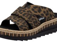 Rieker Pantolette, Keilabsatz, Sommerschuh, Schlappen mit Juteumrahmung