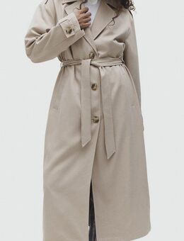 ONLY Trenchcoat ONLLINE X-LONG TRENCHCOAT OTW NOOS mit Bindegürtel an der Taille - 2 Seitentaschen