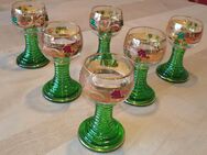 Weingläser Trompetenfuß Römer, 6 Stück, Strass, Goldrand - Eisenberg (Bayern)