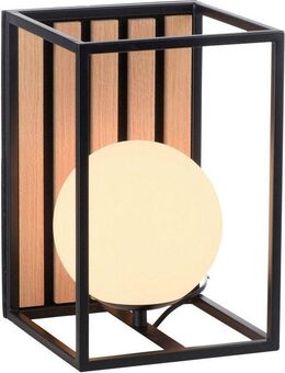 my home Tischleuchte Erinette Akustikpaneele mit Glaskugel, Ein-/Ausschalter, ohne Leuchtmittel, Warmweiß, Holz, Akustik, Paneele, Nachttisch, Glas, opal matt weiß