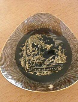 Soesetalsperre Souvenir Filigranglas Schale Nierenform Vintage 5,- - Flensburg