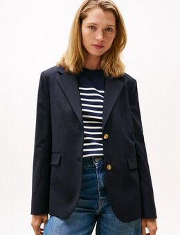 Tommy Hilfiger Longblazer TIMELESS WOOL REG STRT SB BLAZER mit Wolle