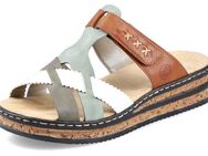 Rieker Pantolette, Keilabsatz, Sommerschuh, Schlappen mit praktischem Klettriemchen