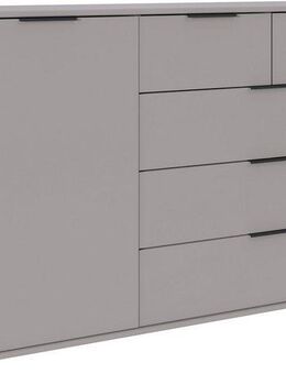 Wimex Kombikommode Tilburg, Sideboard 130x43x83cm, Made in Germany, mit schwarzen Metallgriffen, Stauraum hinter 1 Tür und in 5 Schubladen