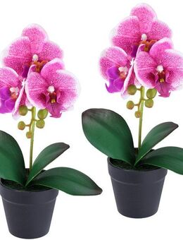 Kunstorchidee Orchidee im Topf 2er Set, I.GE.A., Höhe 30 cm, Künstliche Phalaenopsis 30cm Real Touch Blume Kunstblume Seidenblume