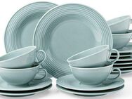 Seltmann Weiden Teeservice Geschirr-Set Beat (18-tlg), 6 Personen, Porzellan, Teller, Tassen, Untertassen, Rillendekor, 18 Teile, für 6 Personen