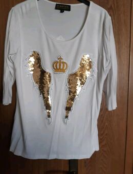 Pompöös Tshirt Gr. 42 weiß Pailetten gold Flügel - Frankfurt (Main) Zeilsheim