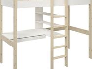 Lüttenhütt Hochbett Stockbett, Kinderbett, "ROBIN " FSC® zertifiziertes Massivholz mit Schreibtisch und Regalen