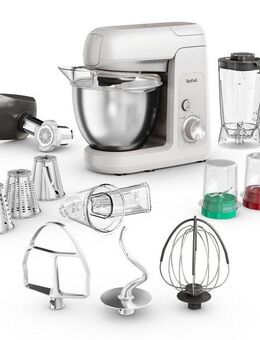 Tefal Küchenmaschine Bake Partner QB525B, inkl. Standmixeraufsatz und vollständigem Back-Kit, 1100 W, 4,6 l Schüssel, langlebiges Metallgetriebe, planetarisches Rührsystem