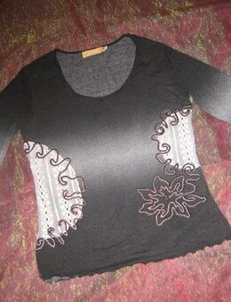 NEU * Edel * Glitzer- Stickerei * Lace Spitze * Longsleeve * T- Shirt "BIBA by ESCADA" Gr. 38- 40/ S- M * anthrazit * hell- dunkel- grau- cremè- beige * - Riedlingen Zentrum