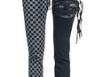 Rock rebel Skarlett - schwarz/graue Jeans mit Print und Schnürung Jeans in 73432