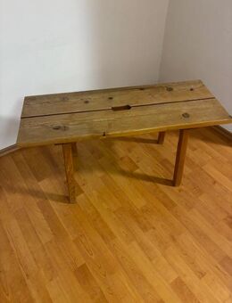 Antike Sitzbank um 1900, Kiefer Vollholz, restauriert. - Murr