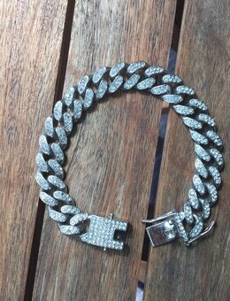 Unisex Armband Panzerband Steinbesetzt Versilbert - Fulda