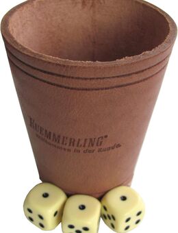 Kuemmerling - Würfelbecher mit 3 Würfeln - aus Leder - Motiv 2 - Doberschütz