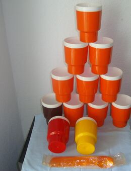 DDR Thermo Eisbecher polyha in drei verschiedenen Größen orange rot gelb beige ocker +original Eislöffel - Rostock