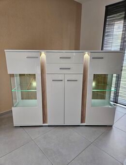 Wohnwand Set 3teilig + Highboard alles in Weiß Hochglanz - Nürtingen