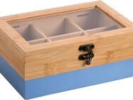 KESPER® Teebox Aufbewahrungsbox mit 6 Fächern, aus Bambus, FSC, Bambus, (1-tlg), mit Kunststoff-Sichtfenster und Metallverschluss