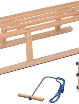 COLINT Davoser Schlitten Davos 100 mit Holz/Kunststofflehne und Leine (Set, 3-tlg)