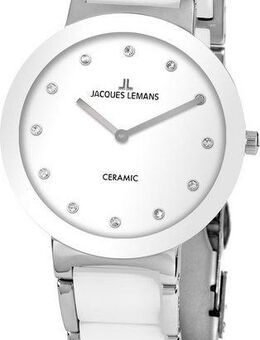 Jacques Lemans Keramikuhr Monaco 42-7H, Quarzuhr, Armbanduhr, Damenuhr, gehärtetes Crystexglas, Steine