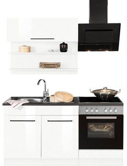 KOCHSTATION Küchenzeile KS-Tulsa, Breite 160 cm, schwarze Metallgriffe, hochwertige MDF Fronten