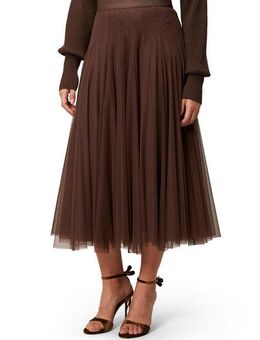 Zero Midirock Damen Meshrock mit Gummibund Falten