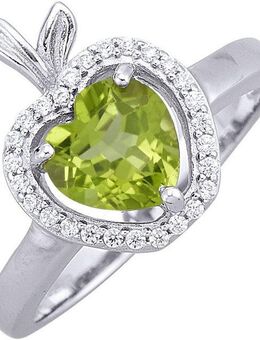 Firetti Fingerring Schmuck Geschenk Silber 925 Damenring Ring Apfel Herz, mit Peridot, Zirkonia (synth)