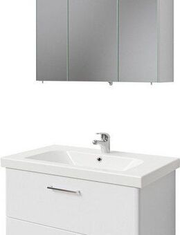 Saphir Badmöbel-Set Quickset 316 2-teilig, Keramikwaschtisch mit LED-Spiegelschrank, (2-St), Waschplatz 82cm breit, 3 Türen, 1 Schublade, 1 Klappe, inkl Türdämpfer