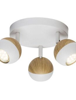 Brilliant Deckenstrahler Scan, LED wechselbar, Warmweiß, LED Spotrondell 3flg weiß/holz hell