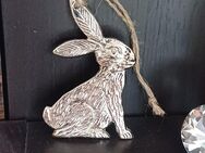 %% ..... Oster Deko Hänge Deko Osterhase Hase Aluminium Silber farbig Oster Deko - Rheinbach