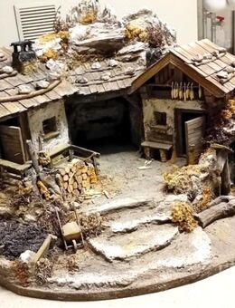 Große Weihnachtskrippe aus dem Grödnertal / Südtirol, mit vielen schönen Figuren - München