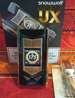 Snowwolf MFENG UX Schwarz/Gold. Neuwertig. FP. 55€. Nur kurz getestet und in die Vitrine gestellt! SAMMLUNGSVERKLEINERUNG! Akkuträger, Mod Box, E Zigarette, Vape. - Bühl