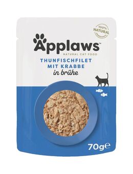 Applaws Cat Natural in Brühe 12 x 70 g - Thunfischfilet mit Krabben