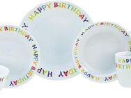 CreaTable Kombiservice Happy Birthday, Kombi-Service 10-tlg. (10-tlg), 2 Personen, Porzellan, Fröhliches buntes Geschirr, Für alle Geburtstagsfeierlichkeiten