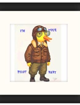 Van Stegi inspiret durch David Shirley Zeichnung duck pilot 20x20 Signiert - Düsseldorf