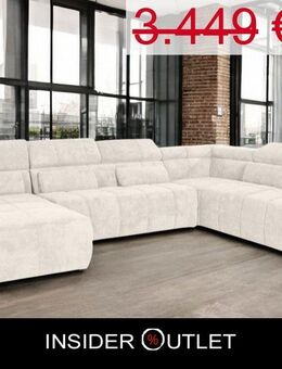 Wohnlandschaft 359cm Beige Microfaser Brandon Kopfteilverstellung - Köln
