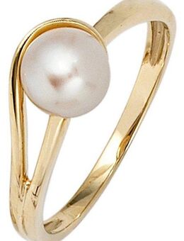 JOBO Perlenring Ring mit Perle 6,5 mm, 585 Gold