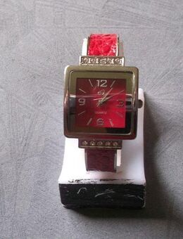 Uhr-95 Armbanduhr, Damen Uhr, Women Watch, Uhr mit Strass, Strassuhr rot - Lübeck