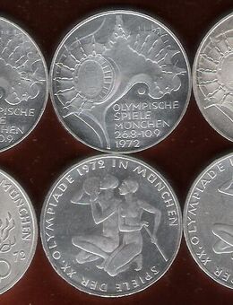 Silbermünzen 14 x 10 DM Olympia 1972, .625 Silber, Anlage. - Laatzen