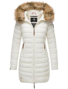 Marikoo Steppmantel Rose-Stepp zeitloser Winterparka mit großer Kunstfellkapuze