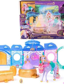Spin Master Anziehpuppe Unicorn Academy - Stall Starglow Fountain & Stable, mit Licht und Sound