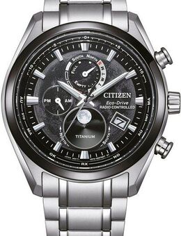 Citizen Funkchronograph Tsuki-yomi BY1018-80E, Armbanduhr, Herrenuhr, Solar, Titan, Stoppfunktion, Mondphase